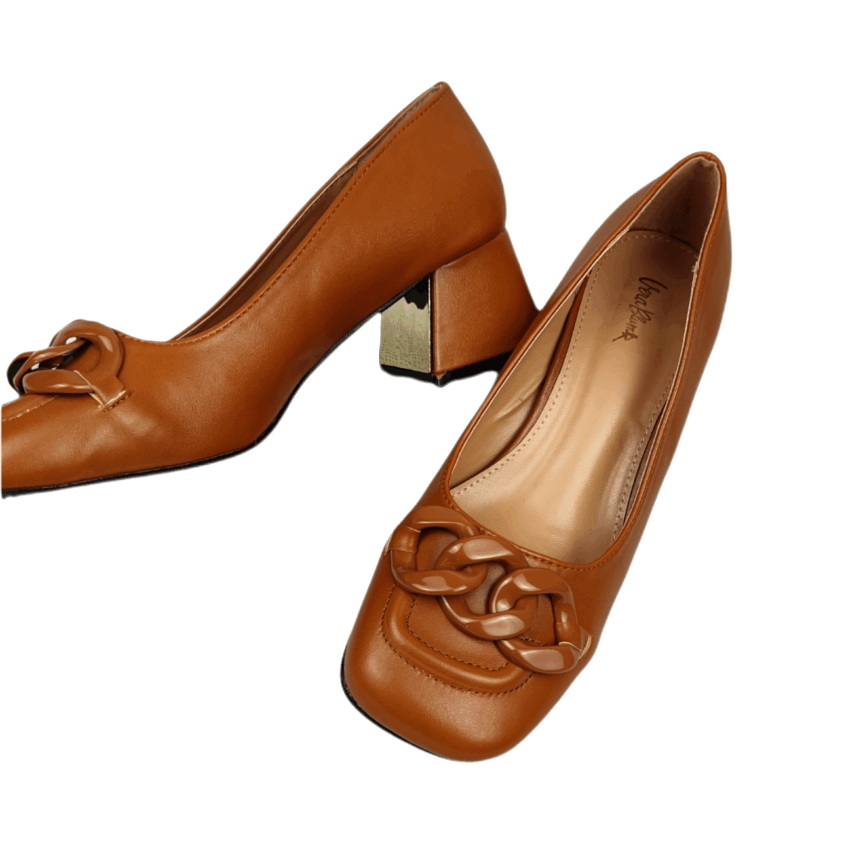 Pumps with chunky heel in Camel - Image 2