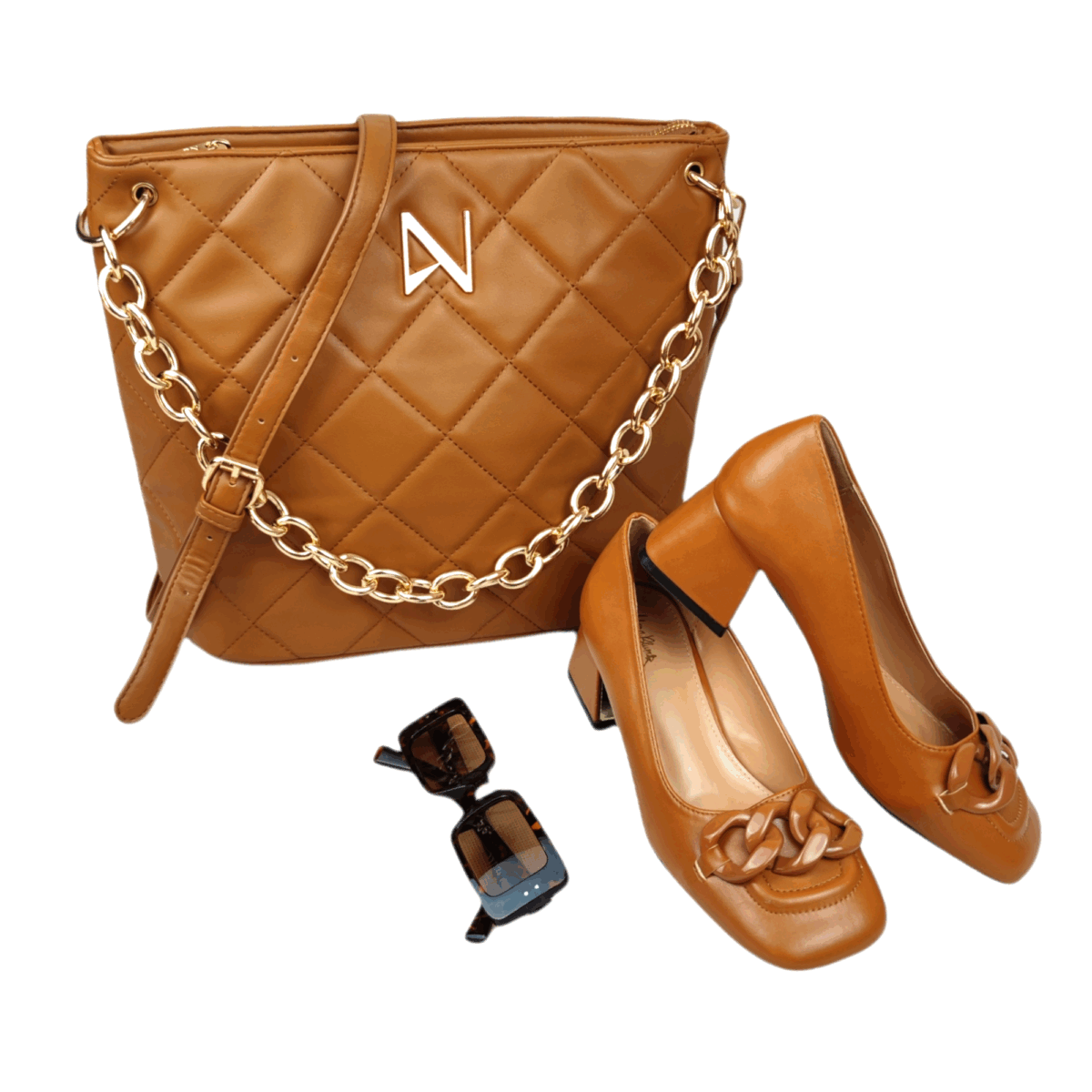 Pumps with chunky heel in Camel - Image 5